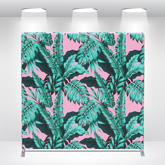 Tropical Palm Monsteras Pillow Case Photo Booth Straight Backdrop Wall Cover With Stand For Birthday Wedding Baby Shower Party Event