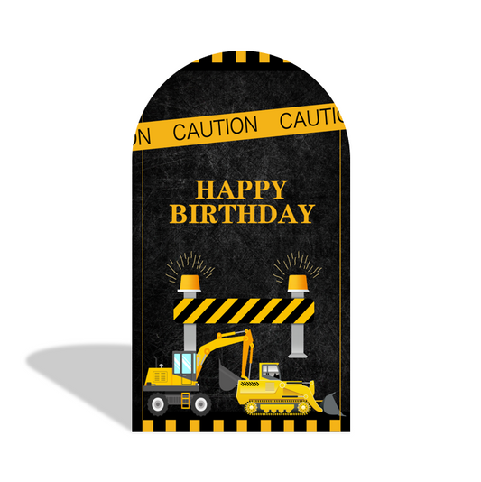 Under Construction Equipment Vehicles Truck Arch Backdrop Wall Cloth Cover For Birthday Baby Shower Party