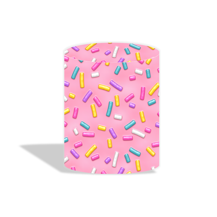 Donut theme birthday baby shower party decoration round circle backdrop cover plinth cylinder pedestal cover