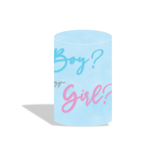 Flower elephant boy or girl gender reveal party decoration round circle backdrop cover plinth cylinder pedestal cover