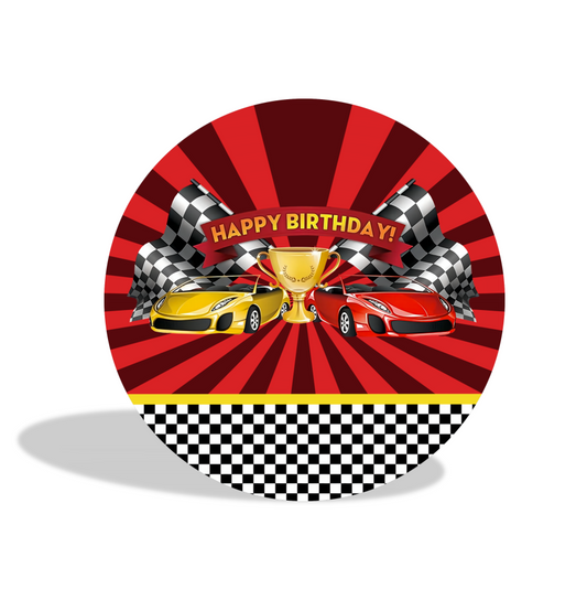 Racing car birthday party decoration round circle backdrop cover plinth cylinder pedestal cloth cover