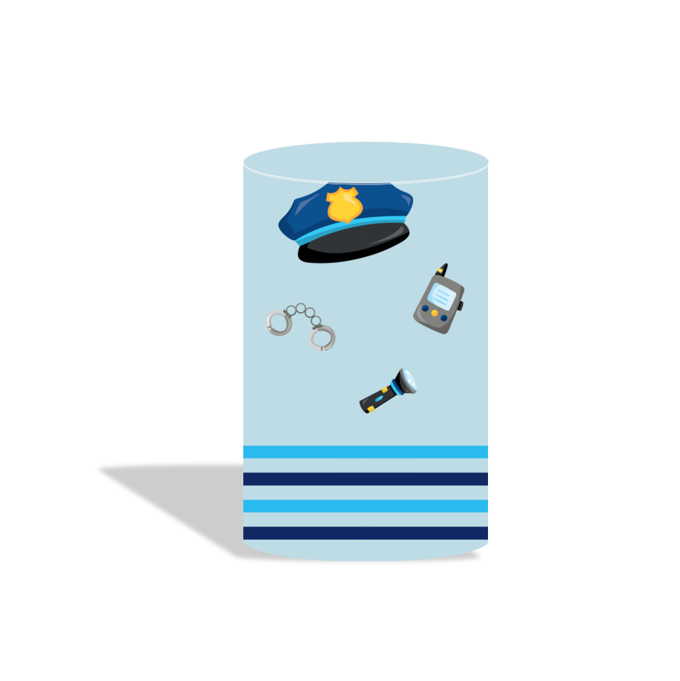 Police man theme birthday party decoration round circle backdrop cover plinth cylinder pedestal cloth cover