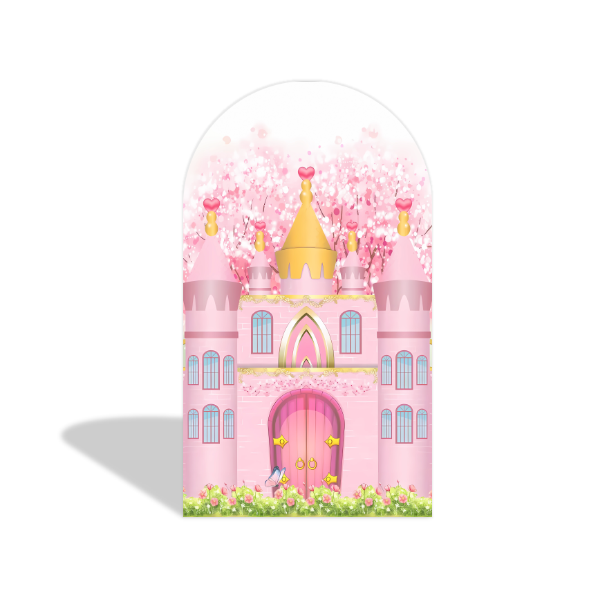 Princess Castle Happy Birthday Party Background Arch Backdrop Wall Cloth Cover