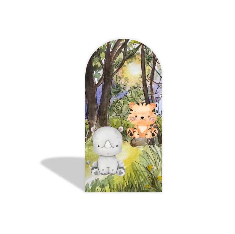 Safari jungle animals arch Birthday Party Arch Backdrop Wall Cloth Cover