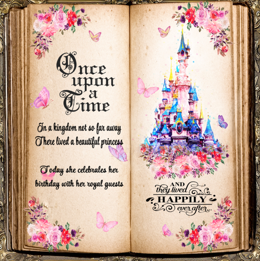 Once Upon a Time Story Book Princess Fabric Backdrop For Birthday Wedding