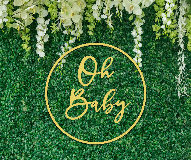 Oh Baby Greenery Grass Flower Fabric Birthday Baby Shower Party Backdrop