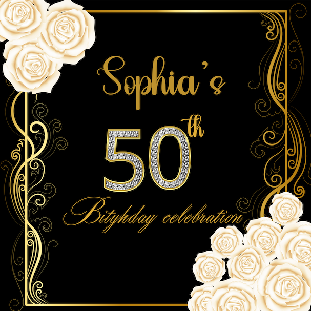 50th Birthday Celebration Fabric Birthday Baby Shower Party Backdrop