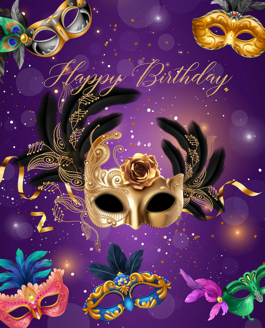 Carnival Masquerade Mask Fabric Birthday Party Backdrop