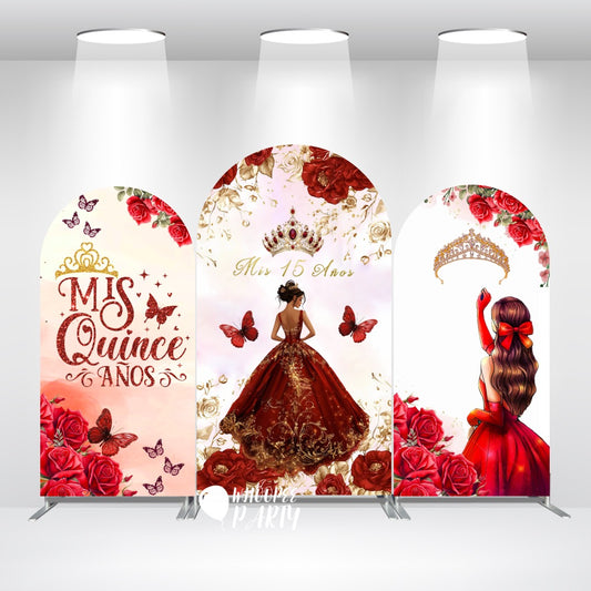 Cubierta de tela para pared con fondo de arco para fiesta de cumpleaños de 16 años