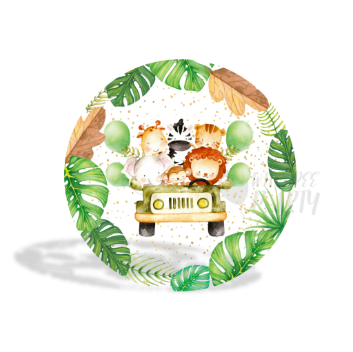 The Wild One Party The Safari Decoration Round Circle Backdrop Cover Plinth Cylinder Pedestal Cover