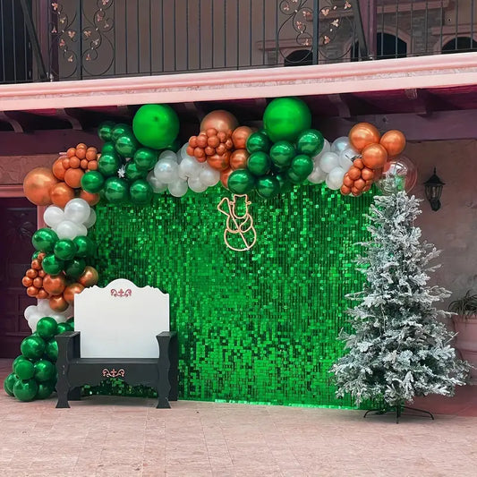 8ft by 8ft Green Sequin Shimmer Backdrop Wall Panels For Birthday Wedding Party Event Decoration