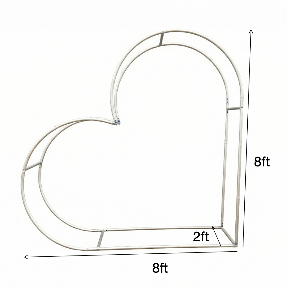 3D 8x8ft Double Layer Side Laying Heart for Party Decor Backdrop Stand