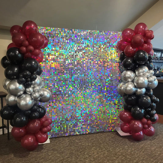 8ft by 8ft Fancy Sliver Sequin Shimmer Backdrop Wall Panels For Birthday Wedding Party Event Decoration