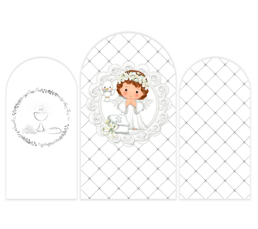 Arco de fondo para fiesta de bautismo, baby shower, bautismo, Dios bendiga, pared de tela, cubierta