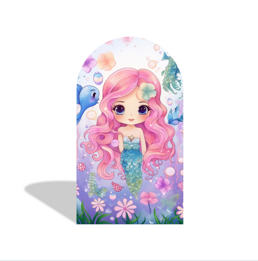 Mermaid Birthday Baby Shower Party Background Arch Backdrop Wall Cloth Cover