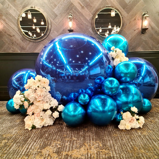 Royal Blue Color Inflatable Mirror Ball Reusable Big Bubble Shiny Balloon Balls