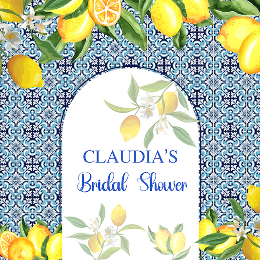 Amalfi Coast Bridal Shower Party Fabric Backdrop