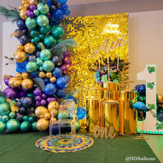 8ft by 8ft Gold Shimmer Sequin Backdrop Wall Panels For Birthday Wedding Baby Shower Bridal