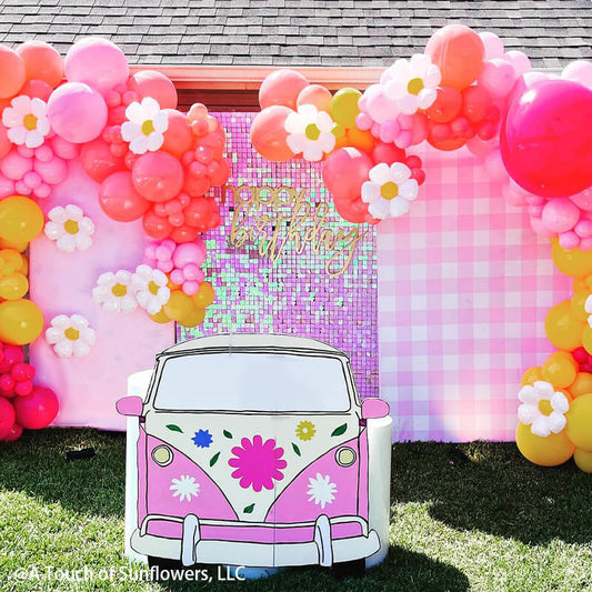 8ft by 8ft Gradient Iridescent Pink Sequin Shimmer Backdrop Wall Panels For Birthday Wedding Party Event Decoration