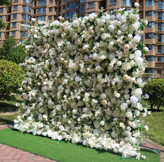 Handmade Artificial Rolling Up Curtain Fabric Silk Flower Wall For Birthday Wedding Backdrop Decor Party Stage Layout