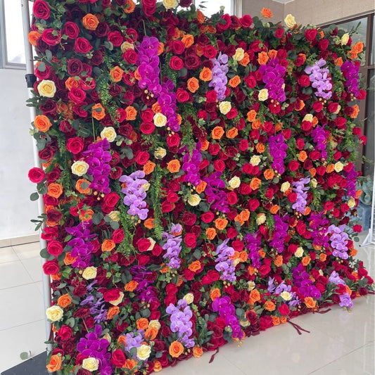 Rolling Up Curtain Flower Wall Wedding Backdrop Decoration Outdoor Event Party Decor Props