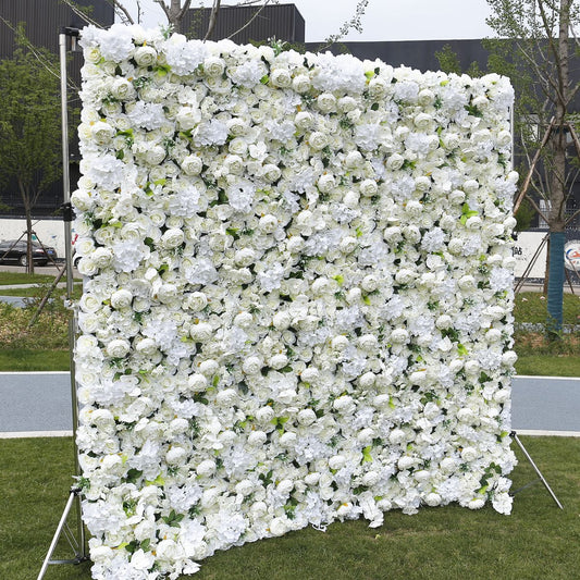 Handmade Artificial Cloth Curtain Silk Flower Wall Wedding Backdrop Decoration Outdoor Event Party Decor Props