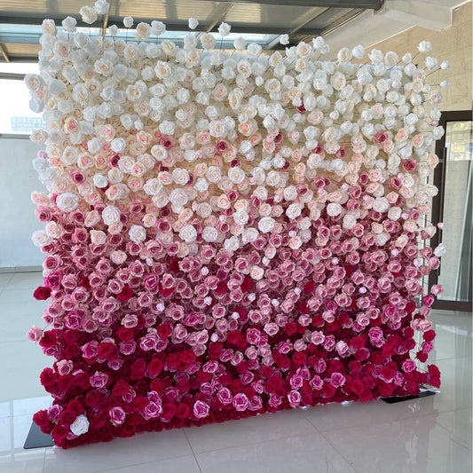 Handmade Artificial Cloth Curtain Silk Flower Wall Wedding Backdrop Decoration Outdoor Event Party Decor Props