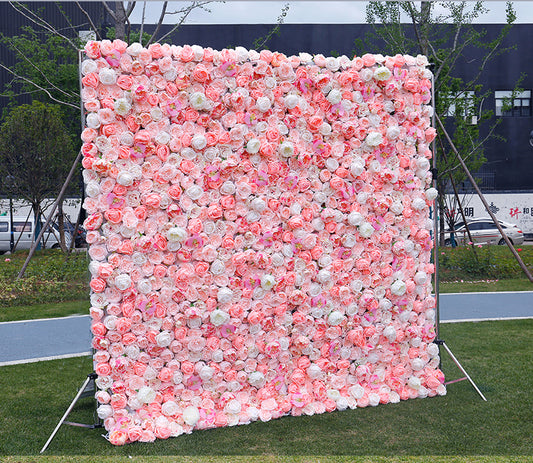 Cloth Curtain Silk Flower Wall For Birthday Wedding Backdrop Decoration Outdoor Event Party Decor Props