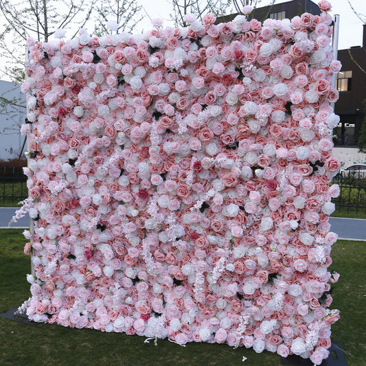 Cloth Curtain Silk Flower Wall For Birthday Wedding Backdrop Decoration Outdoor Event Party Decor Props