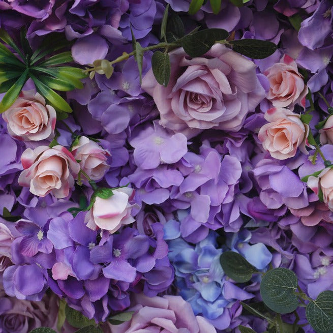 Rolling Up Cloth Curtain Silk Purple Flower Wall For Birthday Wedding Backdrop Decoration Outdoor Event Party Decor Props