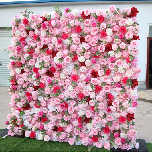 Handmade Artificial Cloth Curtain Silk Flower Wall For Birthday Wedding Backdrop Decoration Outdoor Event Party Decor Props