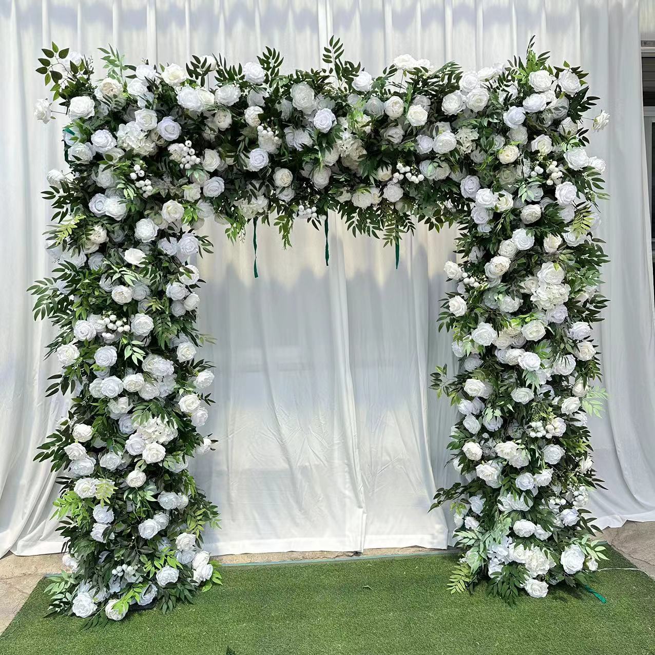 Handmade Artificial Cloth Curtain Silk Flower Wall Arch Wedding Backdrop Decoration Outdoor Event Party Decor Props