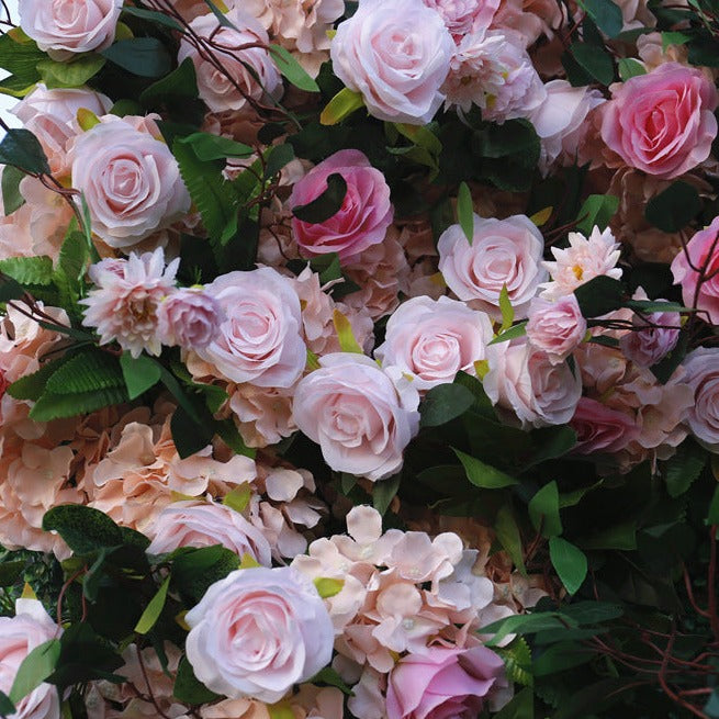 Handmade Artificial Fabric Rolling Up Curtain Flower Wall Backdrop For Birthday Wedding Decor