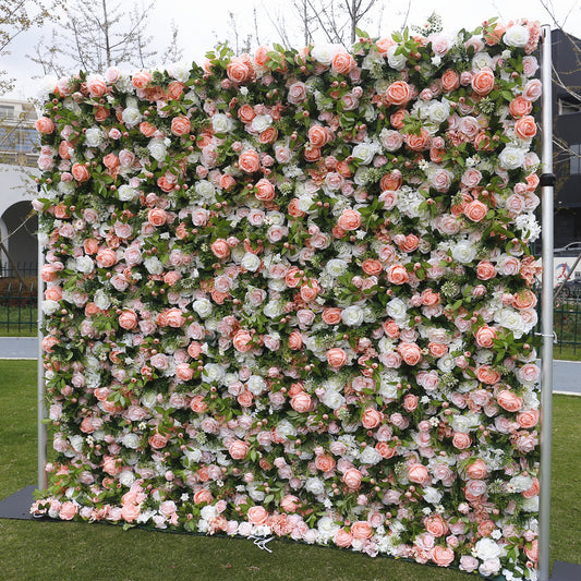 Handmade Artificial Cloth Curtain Silk Flower Wall Wedding Backdrop Decoration Outdoor Event Party Decor Props