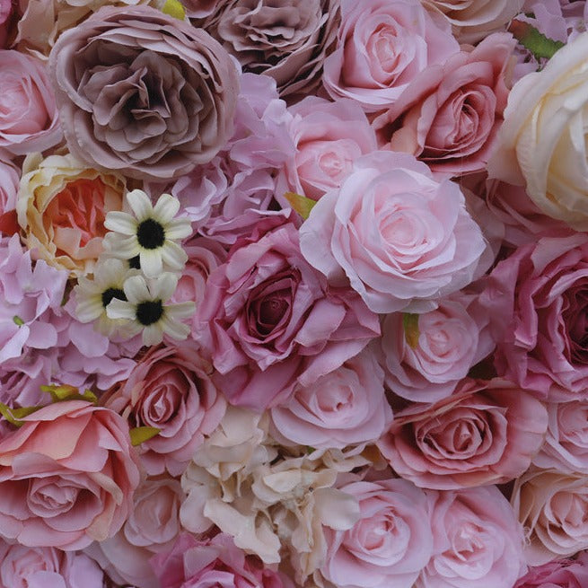 Pink Rolling Up Cloth Curtain Silk Flower Wall For Birthday Wedding Backdrop Decoration Outdoor Event Party Decor Props