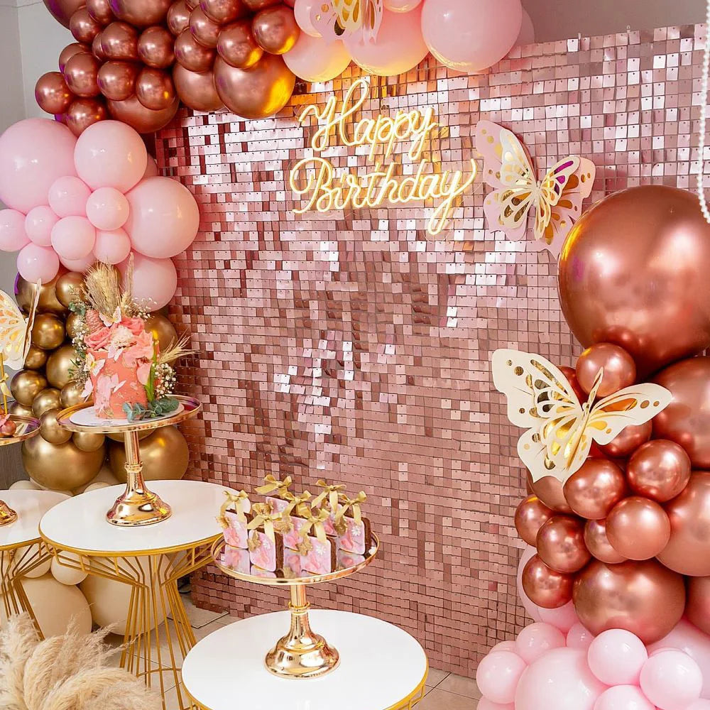 Rose Gold Happy Birthday Decorations - Party Decor Set For Birthday Celebrations
