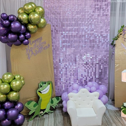 8ft by 8ft Lilac Sequin Shimmer Backdrop Wall Panels For Birthday Wedding Party Event Decoration