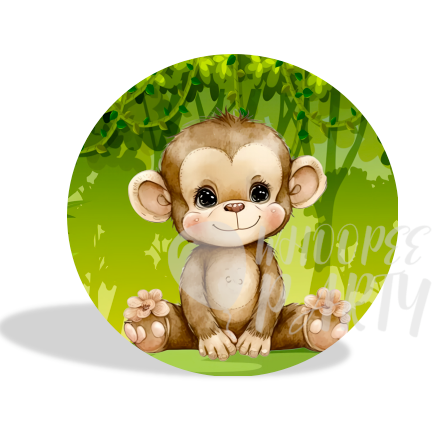 Animal Monkey And Banana Decoration Round Circle Backdrop Cover Plinth Cylinder Pedestal Cover