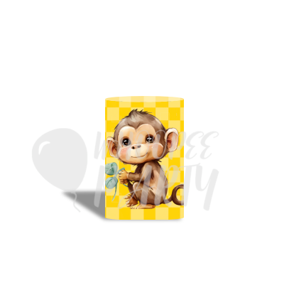 Animal Monkey And Banana Decoration Round Circle Backdrop Cover Plinth Cylinder Pedestal Cover