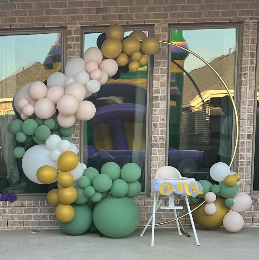 6.6ft Gold Aluminum Alloy Round Circle Balloon Arch Backdrop Stand For Wedding Birthday Baby Shower Party Decoration