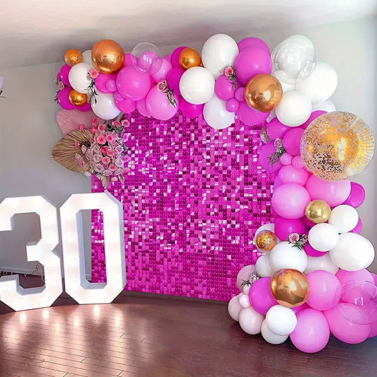 8ft by 8ft Rose Red Sequin Shimmer Backdrop Wall Panels For Birthday Wedding Baby Shower Bridal