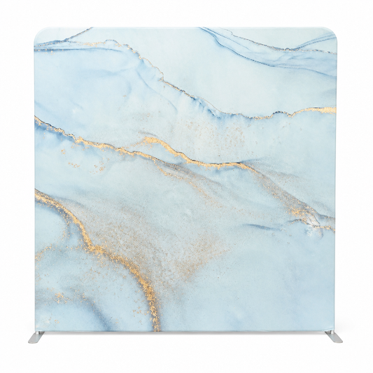 Blue marble fabric photo booth straight backdrop with stand