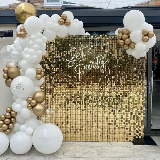Light Gold Shimmer Sequin Backdrop Wall Panels For Birthday Wedding Baby Shower Bridal