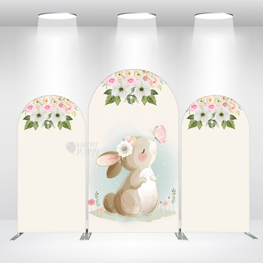 Cute Bunny Baby Shower Birthday Party Chiara Arch Backdrop Wall Cloth Cover