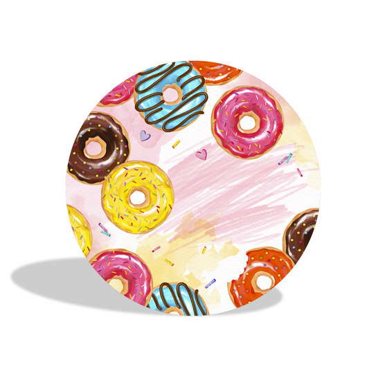 Donut theme birthday baby shower party decoration round circle backdrop cover plinth cylinder pedestal cloth cover