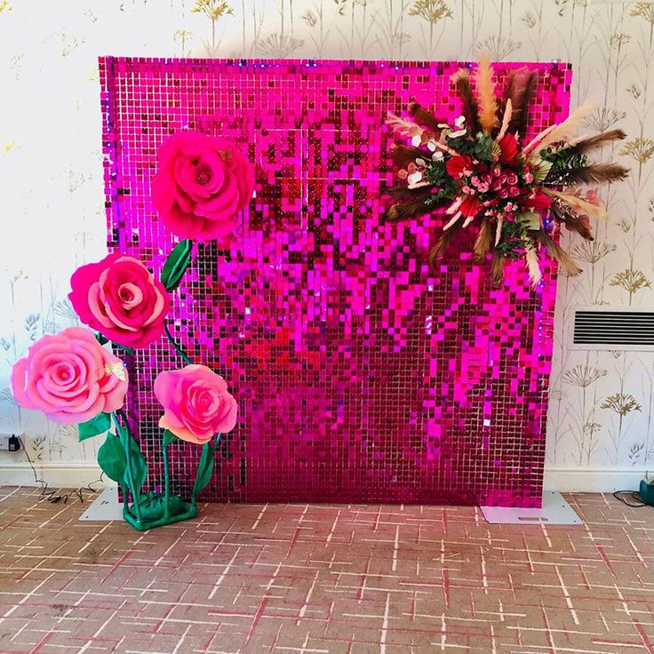 8ft by 8ft Rose Red Sequin Shimmer Backdrop Wall Panels For Birthday Wedding Baby Shower Bridal