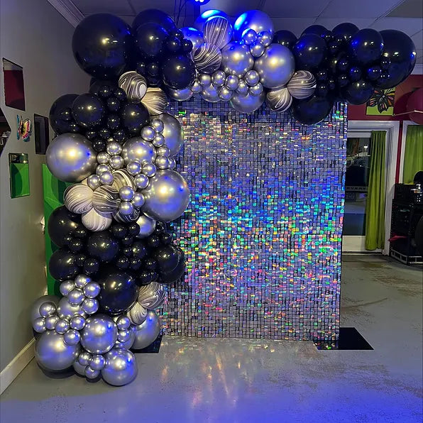 8ft by 8ft Fancy Sliver Sequin Shimmer Backdrop Wall Panels For Birthday Wedding Party Event Decoration
