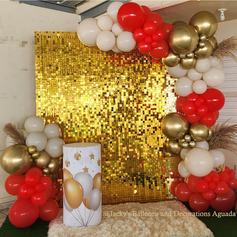 8ft by 8ft Gold Shimmer Sequin Backdrop Wall Panels For Birthday Wedding Baby Shower Bridal