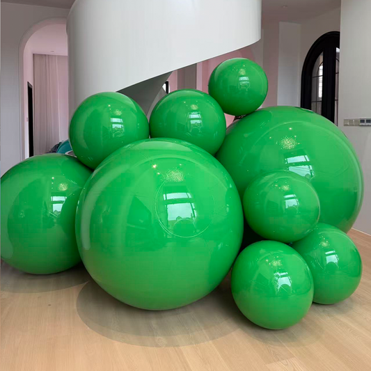 Large Matte Inflatable Balls Green PVC Reusable Event Decor for Party & Wedding