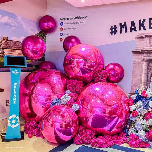 Hot Pink Color Inflatable Mirror Ball Reusable Big Bubble Shiny Balloon Balls